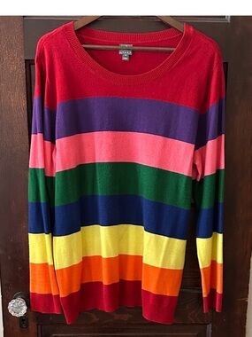 Multicolor Striped Women’s Crew Neck Sweater